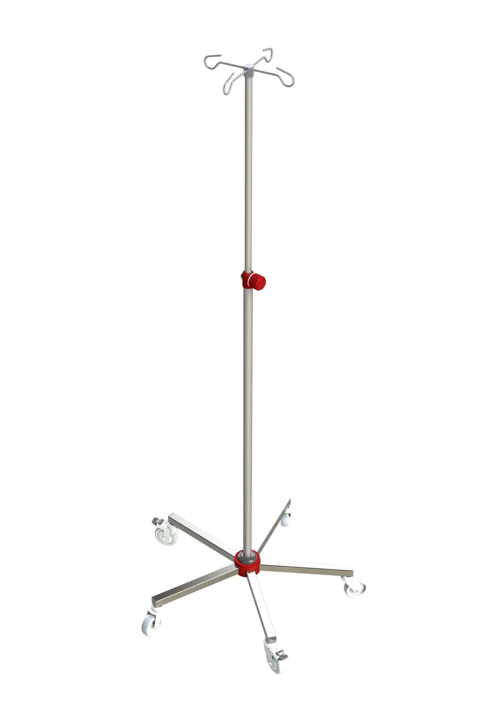 ulf-Infusionsstaender-Elementar-rot-edelstahl-aluminium-höhenverstellbar-flaschenkreuz
